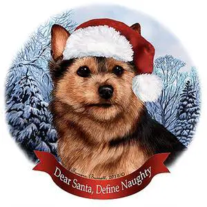 Holiday Pet Gifts Norwich Terrier Black/Tan Dog Santa Hat Porcelain Ornament Holiday Pet Gifts Norwich Terrier Black/Tan Dog Santa Hat Porcelain Ornament