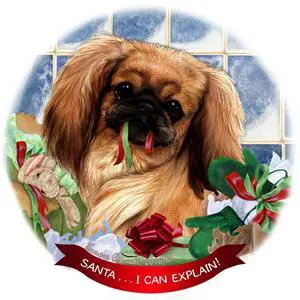 Orange Sable Pekingese Dog Porcelain Ornament Pet Gift 'Santa.. I Can Explain! Orange Sable Pekingese Dog Porcelain Ornament Pet Gift 'Santa.. I Can Explain!