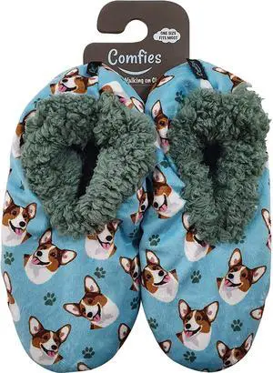 Comfies Womens Corgi Dog Slippers - Sherpa Lined Animal Print Booties Comfies Womens Corgi Dog Slippers - Sherpa Lined Animal Print Booties