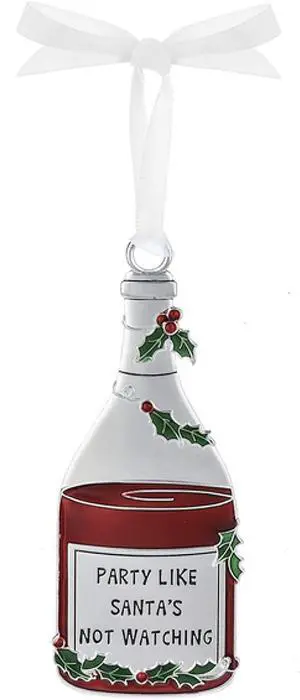 Ganz Merry Merlot Wine Metal Ornament - Party Like Santa's Not Watching Ganz Merry Merlot Wine Metal Ornament - Party Like Santa's Not Watching
