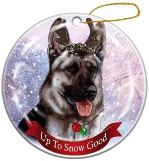 Holiday Pet Gifts German Shepherd Silver Sable Dog Porcelain Christmas Ornament Holiday Pet Gifts German Shepherd Silver Sable Dog Porcelain Christmas Ornament