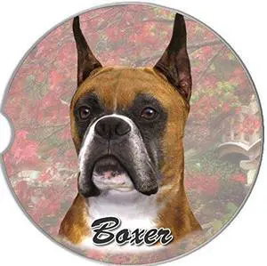 ES Pets Absorbent Stoneware Car Cup Holder Coaster, Boxer Cropped Ears ES Pets Absorbent Stoneware Car Cup Holder Coaster, Boxer Cropped Ears