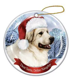 Holiday Pet Gifts Great Pyrenese Santa Hat Dog Porcelain Christmas Tree Ornament Holiday Pet Gifts Great Pyrenese Santa Hat Dog Porcelain Christmas Tree Ornament