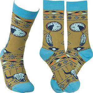 Primitives by Kathy Socks Unisex Adult - Aztec Indian Theme with Wolf Primitives by Kathy Socks Unisex Adult - Aztec Indian Theme with Wolf