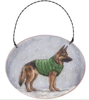Primitives By Kathy Cozy German Shepherd with Sweater Wooden Christmas Ornament Primitives By Kathy Cozy German Shepherd with Sweater Wooden Christmas Ornament