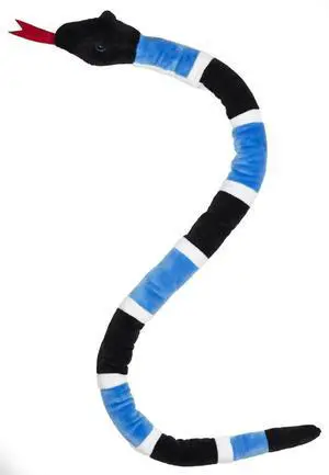 Blue White and Black Snake Plush Toy - By Ganz, 35" Blue White and Black Snake Plush Toy - By Ganz, 35"