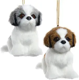 Kurt Adler F2242SH Furry Shih-Tzu Dog 3" Hanging Christmas Ornament, Set of 2 Kurt Adler F2242SH Furry Shih-Tzu Dog 3" Hanging Christmas Ornament, Set of 2