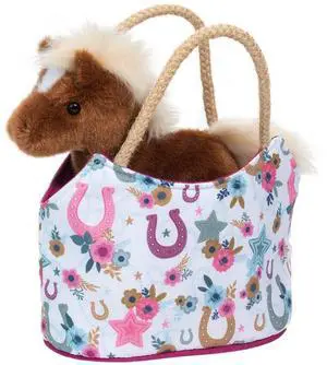 Douglas Boho Horseshoe Sassy Sak Tote with Horse Plush Stuffed Animal Toy, 7" Douglas Boho Horseshoe Sassy Sak Tote with Horse Plush Stuffed Animal Toy, 7"