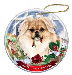 Tibetan Spaniel Cream Dog Porcelain Ornament Pet Gift 'Santa. I Can Explain!' Tibetan Spaniel Cream Dog Porcelain Ornament Pet Gift 'Santa. I Can Explain!'