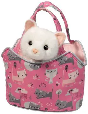 Douglas Purr-Fect Pals Sassy Sak Tote w White Cat Plush Stuffed Animal Toy, 7" Douglas Purr-Fect Pals Sassy Sak Tote w White Cat Plush Stuffed Animal Toy, 7"