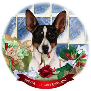 Tricolor Rat Terrier Dog Porcelain Ornament 'Santa.. I Can Explain! Tricolor Rat Terrier Dog Porcelain Ornament 'Santa.. I Can Explain!