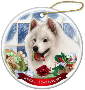 Samoyed Dog Porcelain Hanging Ornament Pet Gift 'Santa.. I Can Explain!' Samoyed Dog Porcelain Hanging Ornament Pet Gift 'Santa.. I Can Explain!'
