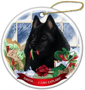 Schipperke Dog Porcelain Hanging Ornament Pet Gift 'Santa.. I Can Explain!' Schipperke Dog Porcelain Hanging Ornament Pet Gift 'Santa.. I Can Explain!'