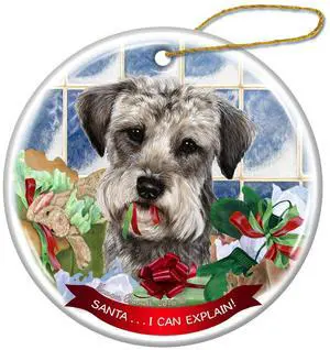 Schnoodle Dog Porcelain Hanging Ornament Pet Gift 'Santa.. I Can Explain!' Schnoodle Dog Porcelain Hanging Ornament Pet Gift 'Santa.. I Can Explain!'