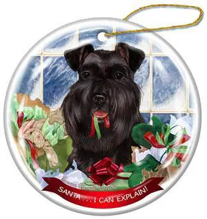 Black Uncropped Schnauzer Dog Porcelain Ornament 'Santa.. I Can Explain!' Black Uncropped Schnauzer Dog Porcelain Ornament 'Santa.. I Can Explain!'