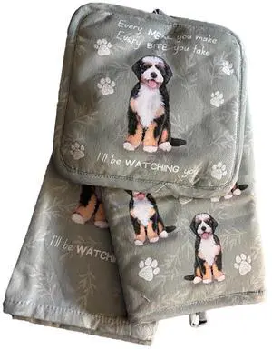 E&S Pets Bernadoodle 3 Piece Kitchen Set - Oven Mitt, Towel, Pot Holder E&S Pets Bernadoodle 3 Piece Kitchen Set - Oven Mitt, Towel, Pot Holder