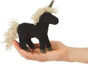 Folkmanis Mini Black Unicorn Finger Puppet Folkmanis Mini Black Unicorn Finger Puppet