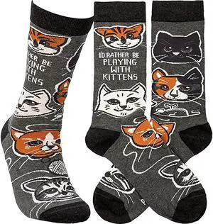 Primitives by Kathy 113095 I'd Rather Be Playing with Kittens Socks Primitives by Kathy 113095 I'd Rather Be Playing with Kittens Socks