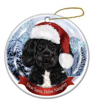 Holiday Pet Gifts Portuguese Water Santa Hat Dog Porcelain Christmas Ornament Holiday Pet Gifts Portuguese Water Santa Hat Dog Porcelain Christmas Ornament