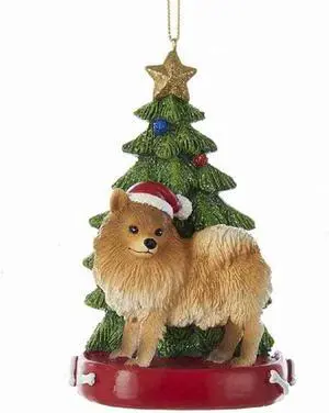 Kurt Adler Pomeranian With Santa Hat Christmas Tree Ornament, 4.25 " Kurt Adler Pomeranian With Santa Hat Christmas Tree Ornament, 4.25 "