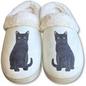 E&S Pets Black Cat Snugg Slippers for Pet Lovers - Fuzzy Memory Foam, S/M E&S Pets Black Cat Snugg Slippers for Pet Lovers - Fuzzy Memory Foam, S/M