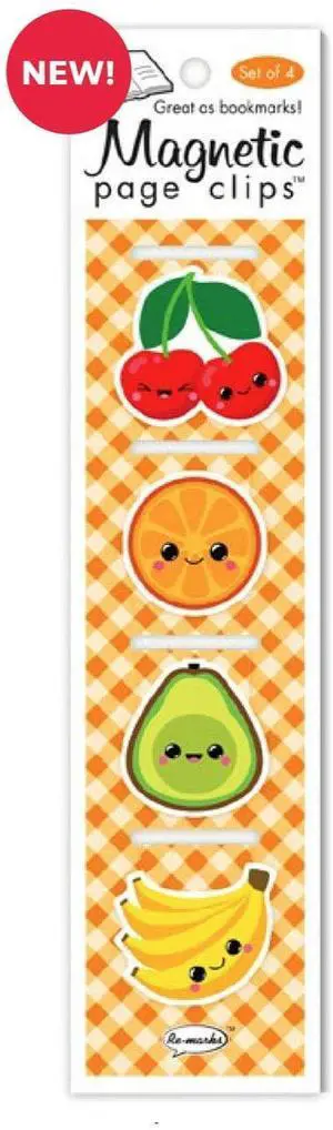 Avocado, Cherries, Orange, Banana Magnetic Page Clips Set of 4 by Re-marks Avocado, Cherries, Orange, Banana Magnetic Page Clips Set of 4 by Re-marks