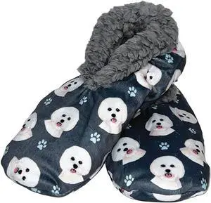 Comfies Womens Bichon Frise Dog Slippers - Sherpa Lined Animal Print Booties Comfies Womens Bichon Frise Dog Slippers - Sherpa Lined Animal Print Booties