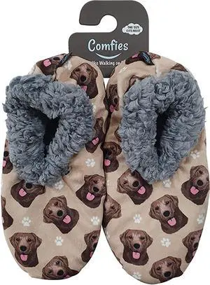 Comfies Womens Chocolate Lab Dog Slippers - Sherpa Lined Animal Print Booties Comfies Womens Chocolate Lab Dog Slippers - Sherpa Lined Animal Print Booties