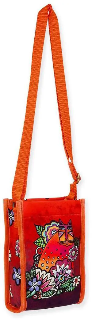 Laurel Burch Chant D'Oiseau Red Cat Neoprene Crossbody, 4.75 x 2 x 6.5" Laurel Burch Chant D'Oiseau Red Cat Neoprene Crossbody, 4.75 x 2 x 6.5"