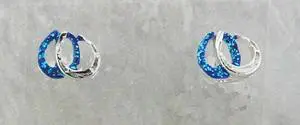 Finishing Touch 2-Tone Double Horseshoe Small Glitter Earrings, Teal Blue Finishing Touch 2-Tone Double Horseshoe Small Glitter Earrings, Teal Blue