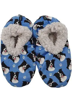 Comfies Womens Border Collie Dog Slippers - Sherpa Lined Animal Print Booties Comfies Womens Border Collie Dog Slippers - Sherpa Lined Animal Print Booties