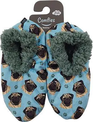 Comfies Womens Pug Dog Slippers - Sherpa Lined Animal Print Booties Comfies Womens Pug Dog Slippers - Sherpa Lined Animal Print Booties
