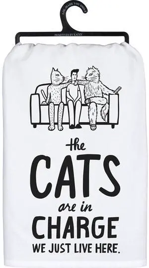 Primitves By Kathy Dish Towel, 28", The Cats are in Charge, We Just Live Here Primitves By Kathy Dish Towel, 28", The Cats are in Charge, We Just Live Here