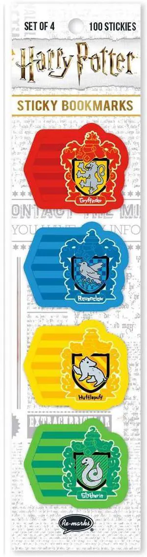 Re-Marks Harry Potter Hogwart's Crests 4 Pads of 25 Sticky Bookmarks Re-Marks Harry Potter Hogwart's Crests 4 Pads of 25 Sticky Bookmarks