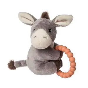 Mary Meyer Soft Baby Rattle with Soothing Teether Ring, 6", Dusty Donkey Mary Meyer Soft Baby Rattle with Soothing Teether Ring, 6", Dusty Donkey