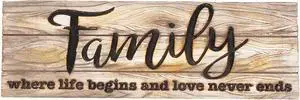 Spoontiques Family Where Life Begins & Love Never Ends Decorative Sign, 7.75" Spoontiques Family Where Life Begins & Love Never Ends Decorative Sign, 7.75"