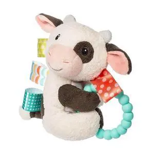 Taggies Soft Baby Rattle with Teether Ring and Sensory Tags, 6", Buttercup Cow Taggies Soft Baby Rattle with Teether Ring and Sensory Tags, 6", Buttercup Cow