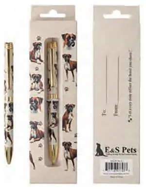 E&S Pets Refillable Ball Point Pen in Gift Box, Uncropped Boxer Dog E&S Pets Refillable Ball Point Pen in Gift Box, Uncropped Boxer Dog