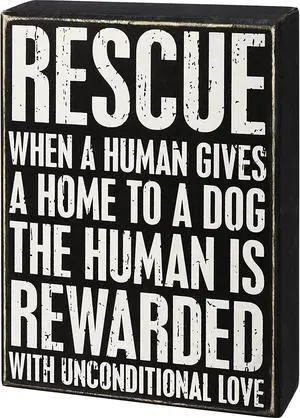 Primitives by Kathy Box Sign - Rescue Dog Unconditional Love Primitives by Kathy Box Sign - Rescue Dog Unconditional Love