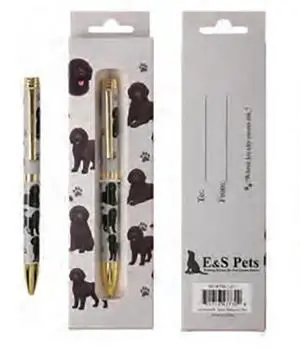 E&S Pets Refillable Ball Point Pen in Gift Box, Black Labradoodle Dog E&S Pets Refillable Ball Point Pen in Gift Box, Black Labradoodle Dog