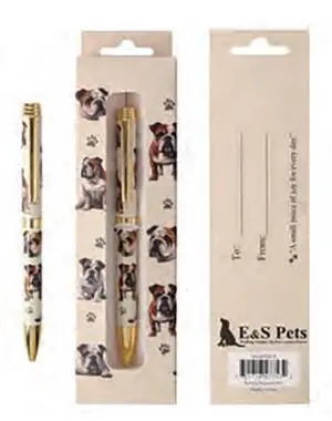 E&S Pets Refillable Ball Point Pen in Gift Box, Bulldog E&S Pets Refillable Ball Point Pen in Gift Box, Bulldog