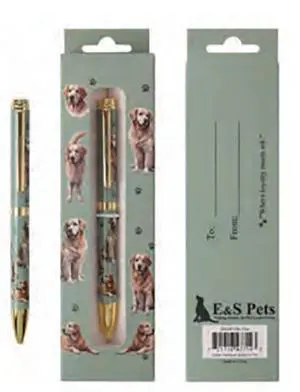 E&S Pets Refillable Ball Point Pen in Gift Box, Golden Retriever Dog E&S Pets Refillable Ball Point Pen in Gift Box, Golden Retriever Dog