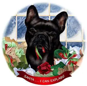French Bulldog Black Dog Porcelain Ornament Pet Gift 'Santa. I Can Explain! French Bulldog Black Dog Porcelain Ornament Pet Gift 'Santa. I Can Explain!
