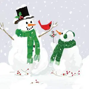 Paperproducts Design "Snowmen and Cardinal" Paper Cocktail/Beverage Napkins Paperproducts Design "Snowmen and Cardinal" Paper Cocktail/Beverage Napkins