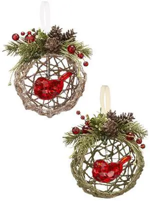Ganz Kissing Krystals Mistletoe Twine Nest Ornaments Set of 2 Ganz Kissing Krystals Mistletoe Twine Nest Ornaments Set of 2