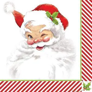 Paperproducts Design Beverage/Cocktail Napkins (Pack of 20), Winking Santa Paperproducts Design Beverage/Cocktail Napkins (Pack of 20), Winking Santa