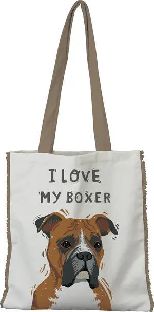 Primitives By Kathy Market Shopping Tote - I Love My Boxer Primitives By Kathy Market Shopping Tote - I Love My Boxer