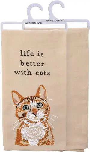 Primitives by Kathy 113046 Kitchen Towel Life is Better with Cats Primitives by Kathy 113046 Kitchen Towel Life is Better with Cats