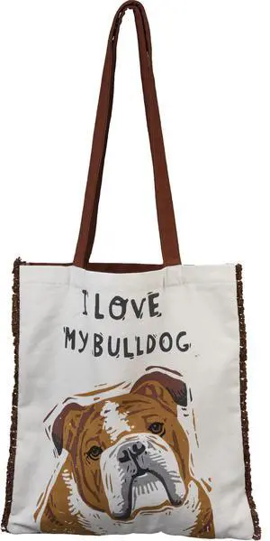 Primitives By Kathy Market Shopping Tote - I Love My Bulldog Primitives By Kathy Market Shopping Tote - I Love My Bulldog