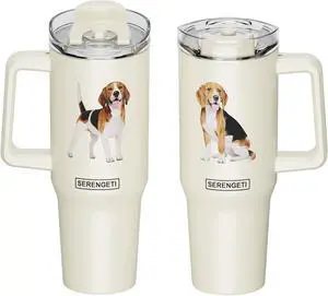 Serengeti 40 Oz Beagle Dog Stainless Steel Tumbler with Handle, Straw & Lid Serengeti 40 Oz Beagle Dog Stainless Steel Tumbler with Handle, Straw & Lid